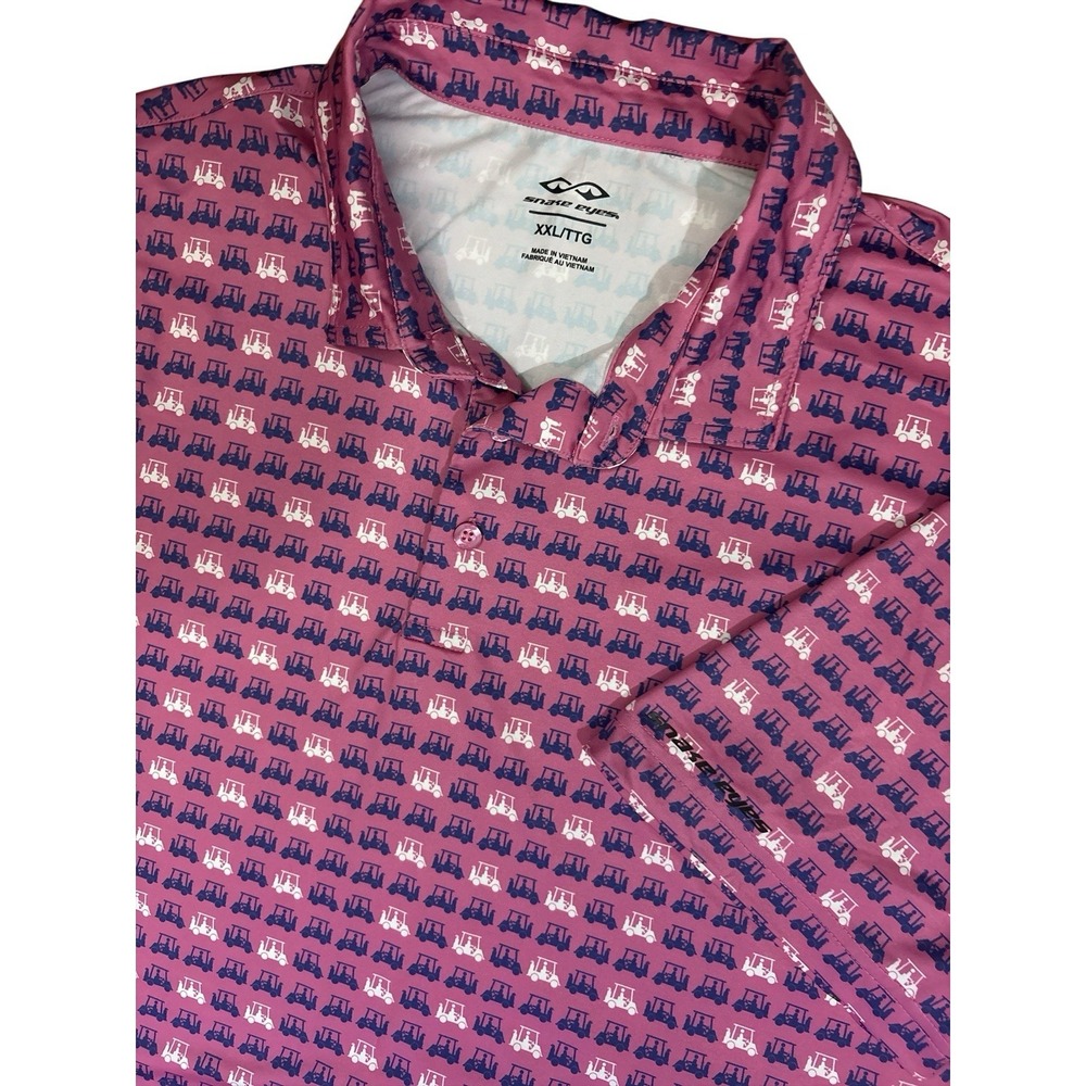 Snake Eyes Shirt Men's‎ 2XL Pink Performance Polo Golf Cart LIGHTWEIGHT